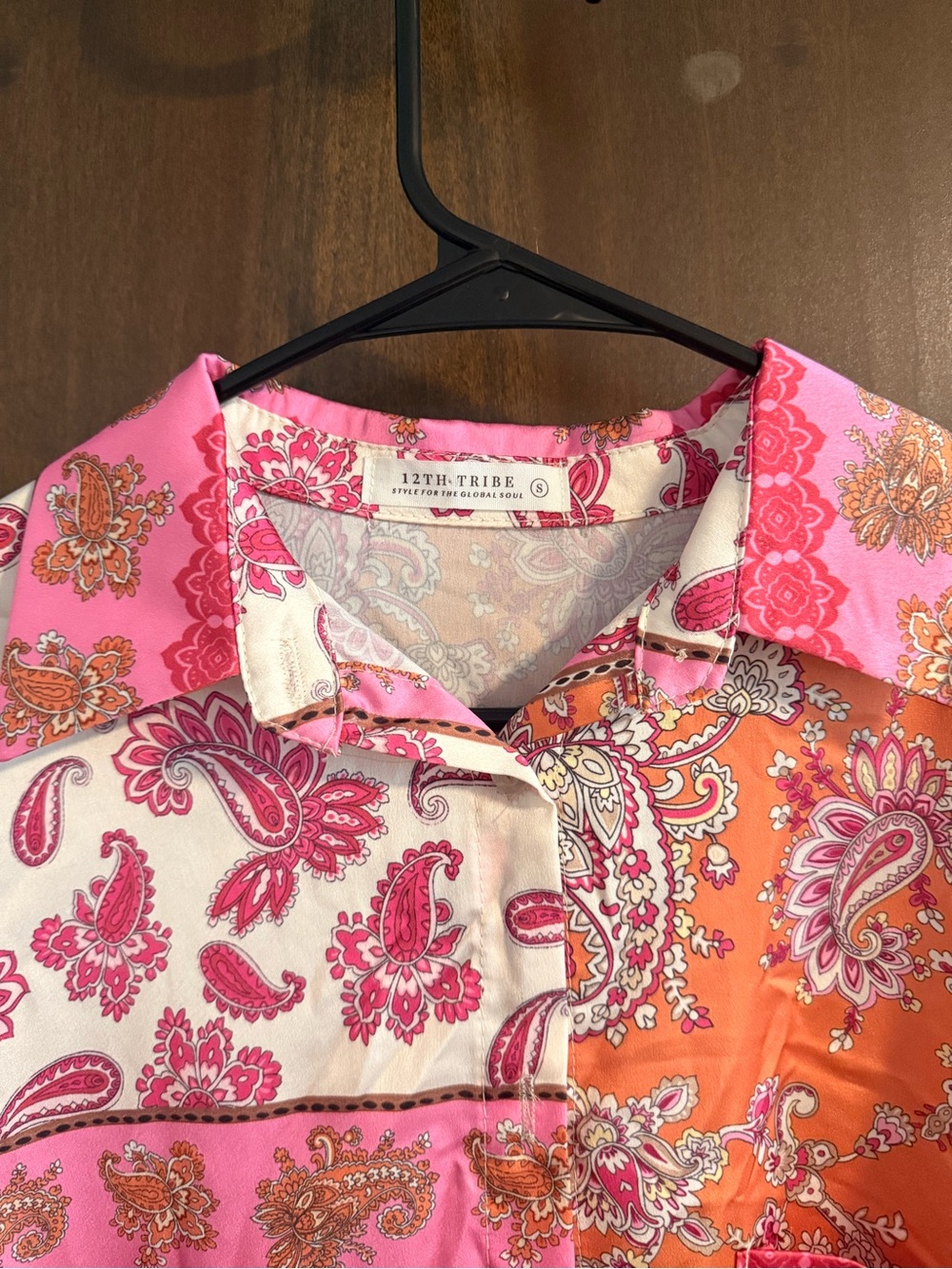 12th Tribe Satin Button Up - Picture 2 of 4
